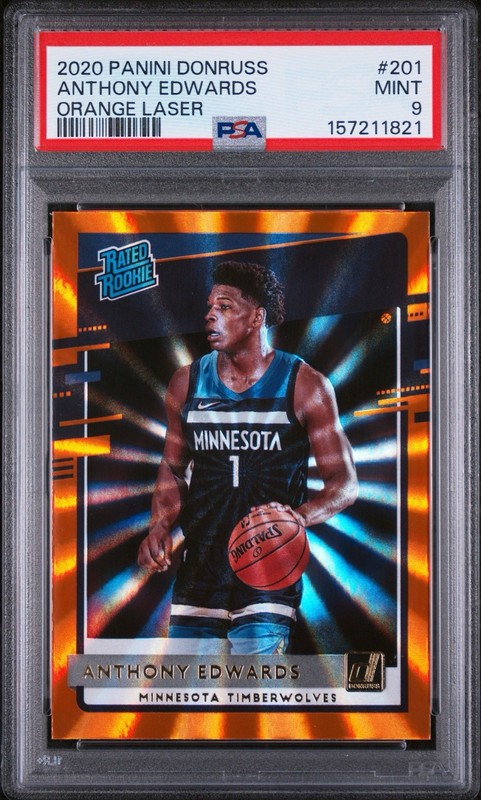 Anthony Edwards Rookie Card PSA 9 2020 Panini Donruss Orange Laser #201