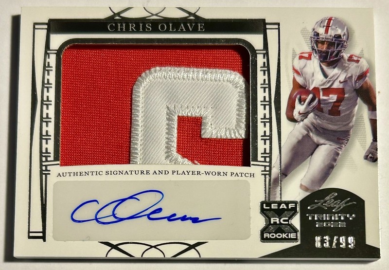 2022 Leaf Trinity Football CHRIS OLAVE Saints Jersey Patch Autograph Auto 83/99