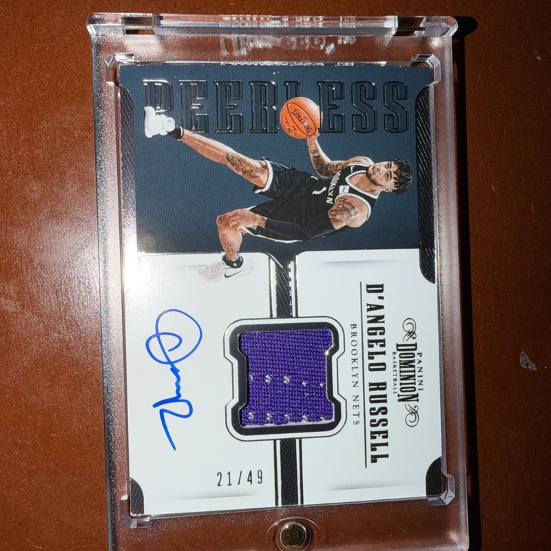 D’Angelo Russell Autograph #/49 Game-Worn Jersey 2017-18 Panini Dominion PJ-DRL view 2