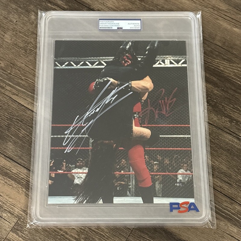 THE UNDERTAKER & KANE DUAL SIGNED AUTOGRAPHED 8X10 PHOTO PSA/DNA CERTIFIED