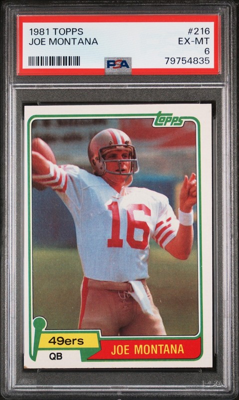 1981 Topps Joe Montana Rookie #216 PSA 6 - San Francisco 49ers - HOF RC