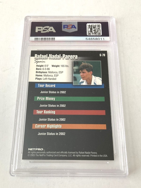 2003 NETPRO GLOSSY RAFAEL NADAL #G70 RC PSA 9 view 2