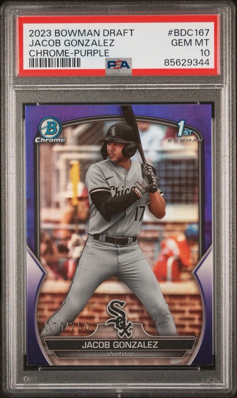 Jacob Gonzalez 2023 Bowman Draft Purple Refractor PSA 10