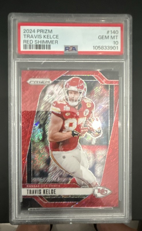 2024 Panini Prizm - Travis Kelce #140 Red Shimmer Prizm /35 PSA 10