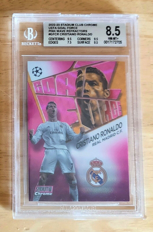 2022-23 22 Topps Stadium Club Cristiano Ronaldo pink wave BGS 8.5 GF-CR /150