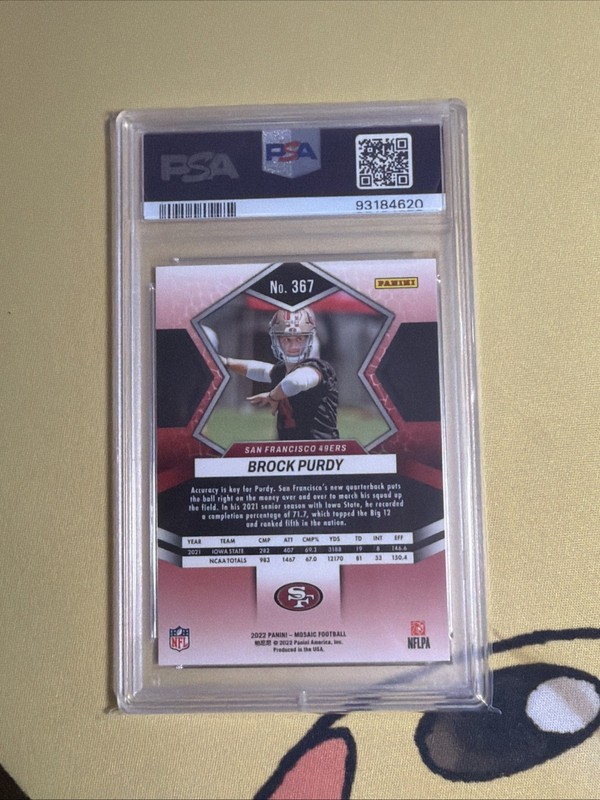 2022 Panini Mosaic Brock Purdy Rookie Card PSA 10 GEM MINT 49ers view 2