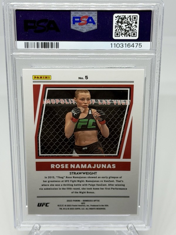 2023 Panini Donruss Optic UFC Rose Namajunas Dominators PSA 10 Pop 1 #5  view 2