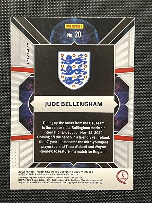2022 Panini Prizm World Cup Qatar - Phenomenon Jude Bellingham #20 Silver Prizm view 2