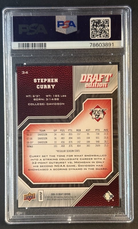 Stephen Curry 2009-10 Upper Deck UD Draft Edition #34 Rookie RC Warriors PSA 9 view 2