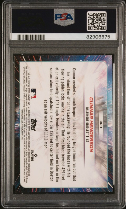 2023 Topps Chrome Cosmic Gunnar Henderson RC #SN-14 Supernova PSA 10 Orioles view 2