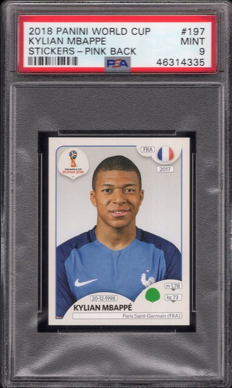 2018 Panini World Cup -- stickers pink back-- Kylian Mbappe #209 -- PSA 9 MINT