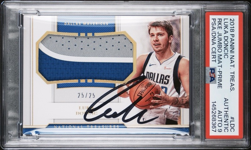 2018 National Treasures Luka Doncic Rookie Patch Auto RPA /25 PSA 9 Lakers
