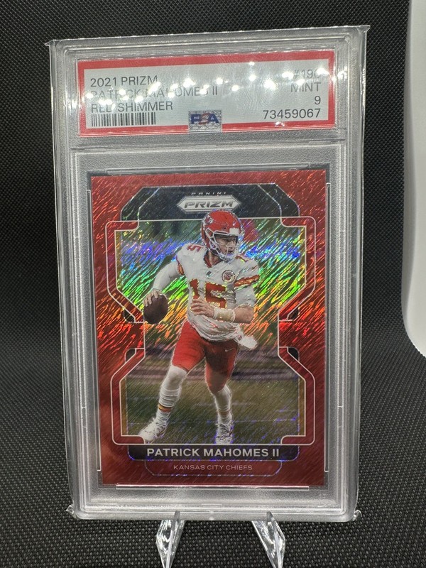 2021 Prizm FOTL Patrick Mahomes II Red Shimmer 31/35 COLOR MATCH PSA 9 