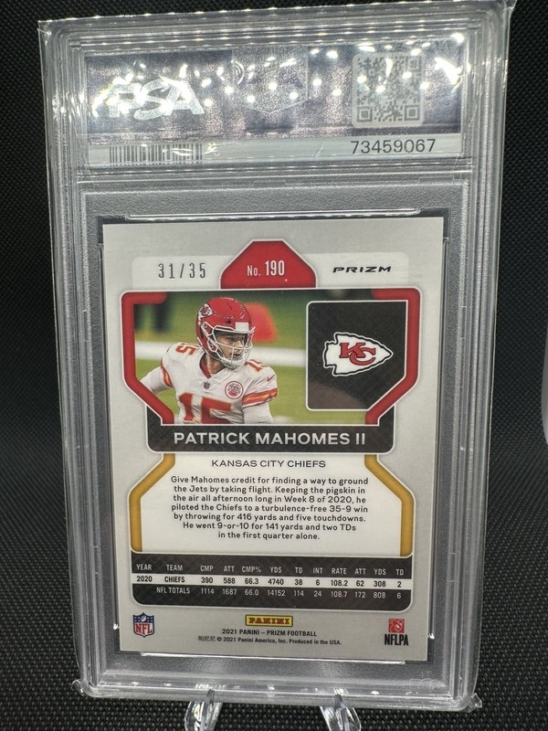 2021 Prizm FOTL Patrick Mahomes II Red Shimmer 31/35 COLOR MATCH PSA 9  view 2