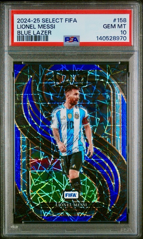 Lionel Messi 2024-25 Select FIFA Blue Lazer SP Mezzanine PSA 10 Gem #158
