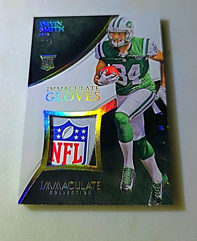2015 Panini Immaculate Devin Smith # 1/5 Worn Gloves Shield Logo 1/1 Type 🔥 Rc