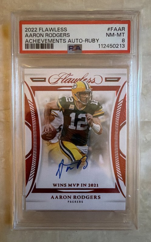 🔥🔥AARON RODGERS AUTO /15🔥🔥2022 Panini Flawless Flawless Achievements Ruby