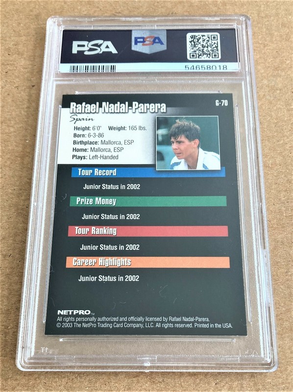 2003 NETPRO GLOSSY RAFAEL NADAL #G70 RC PSA 10 view 2