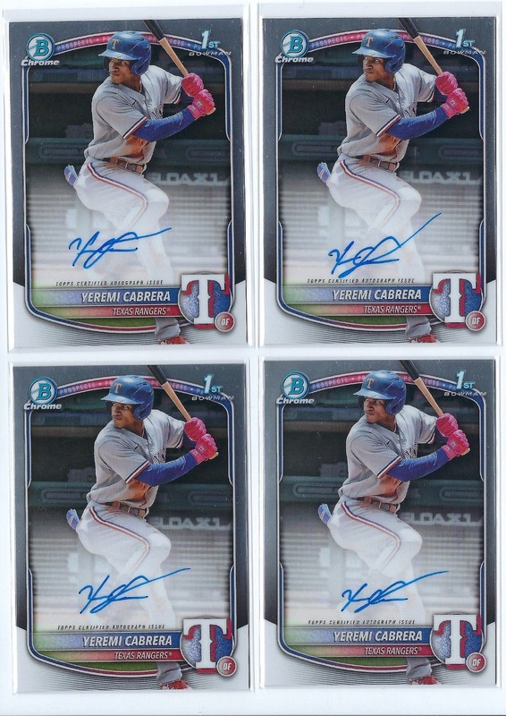 QTY 2025 Bowman #CPA-YC Yeremi Cabrera 1ST Chrome Prospect Auto Texas Rangers