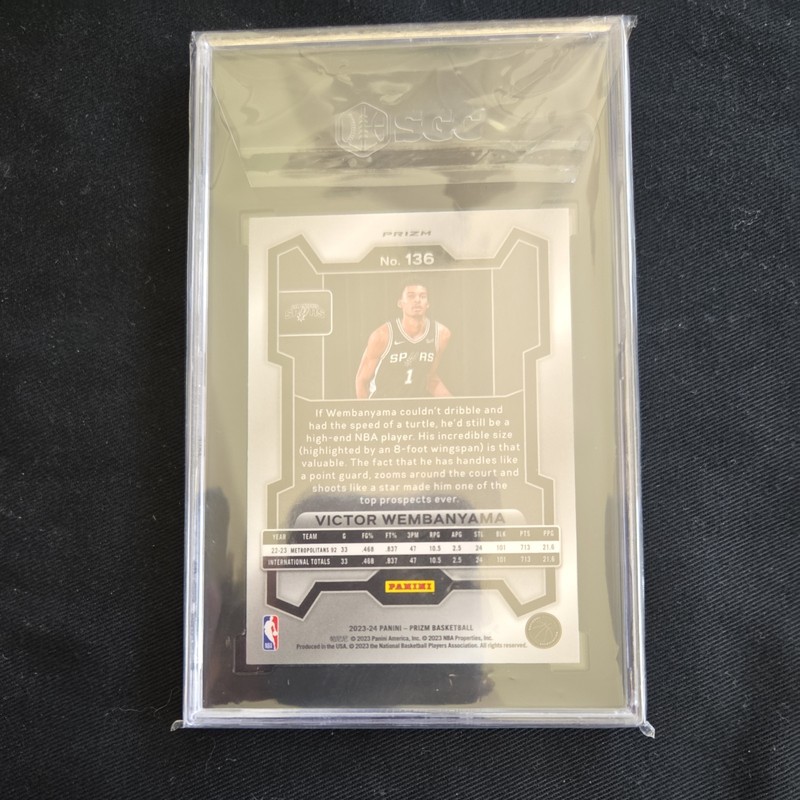 2023-24 Panini Prizm Ice Prizm #136 Victor Wembanyama Rookie PSA 9 Spurs view 2