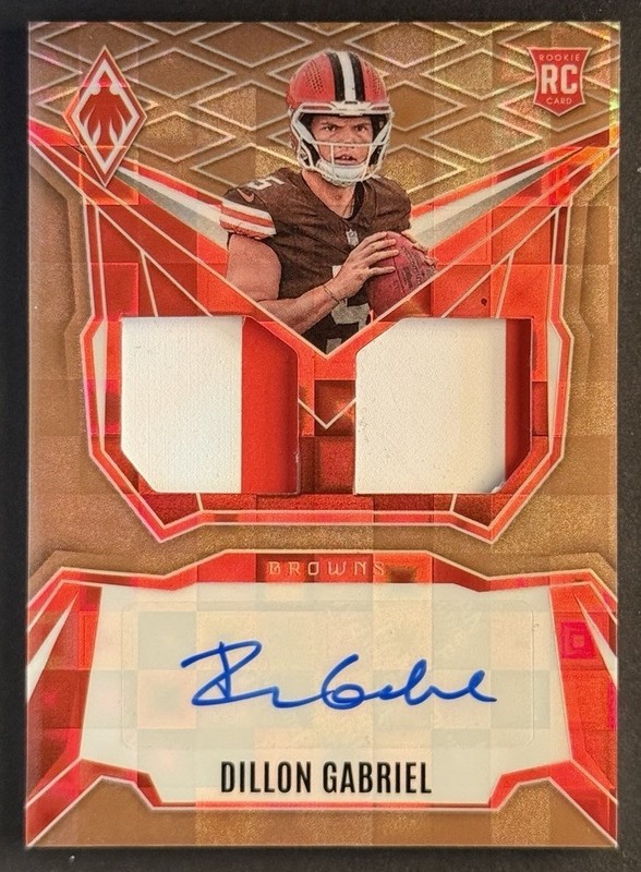 Dillon Gabriel 2025 Panini Phoenix Bronze Pandora Rookie Patch Auto /199 Browns
