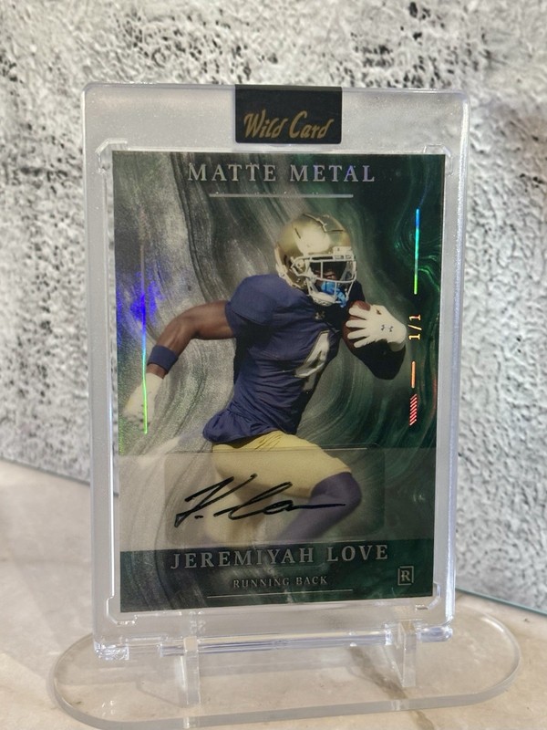 Jeremiyah Love Rookie Card 1/1 Auto Brushed Oil Matte Metal Wild Card