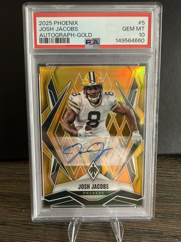2025 Panini Phoenix - Josh Jacobs Gold Auto /10 Green Bay Packers PSA 10 Pop 1!