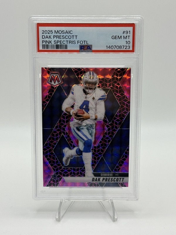 Dak Prescott 2025 Panini Mosaic Pink Spectris Prizm FOTL 13/13 PSA 10 POP 1