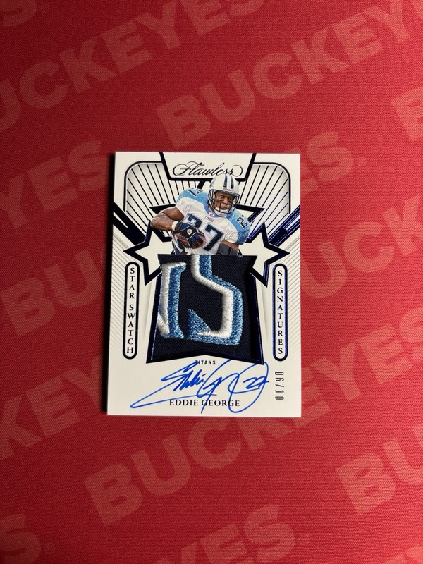 2024 Panini Flawless Eddie George #06/10 Star Swatch Signatures Patch Auto
