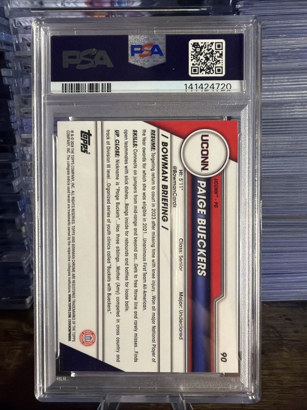 2023 Bowman 1st U Chrome Paige Bueckers PSA 10 #90 Prospect Rookie Rookies UCONN view 2