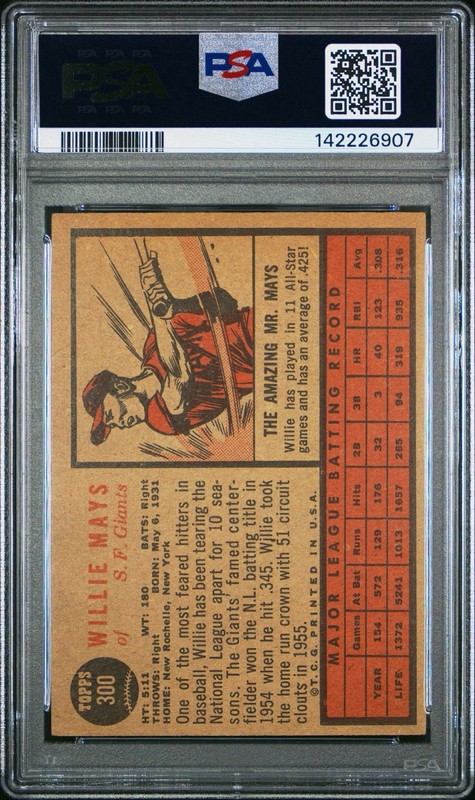 1962 Topps Willie Mays #300 PSA 3 VG - San Francisco Giants ~ Vintage HOF ⭐️ view 2