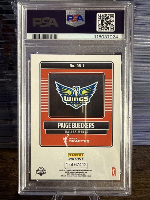 2025 PANINI INSTANT WNBA DRAFT NIGHT #DN1 PAIGE BUECKERS ROOKIE RC PSA 10 view 2