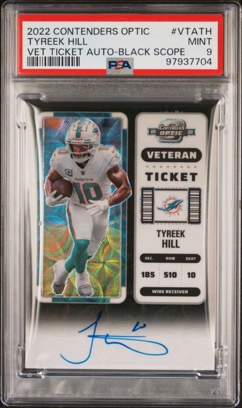 2022 Contenders Optic Tyreek Hill Black Scope Autograph /25 PSA 9 (POP 1)