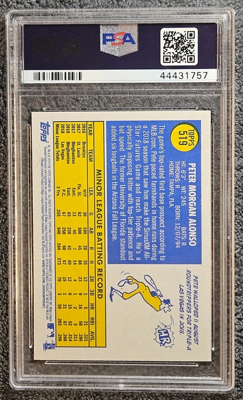 2019 Topps Heritage #519 Pete Alonso Rookie RC PSA 9 view 2