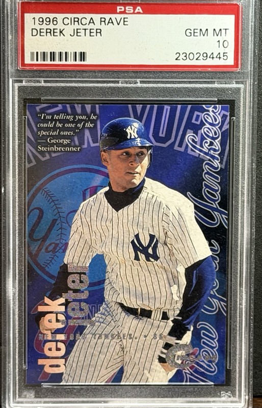 1996 DEREK JETER CIRCA RAVE #65 NY YANKEES ROOKIE YEAR 096/150 PSA 10 RARE
