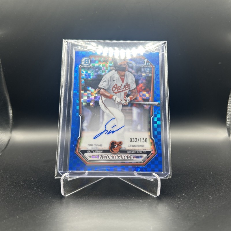 2026 Bowman Chrome Victor Figueroa 1st Blue X Fractor Auto #/150 Orioles #CPA-VF