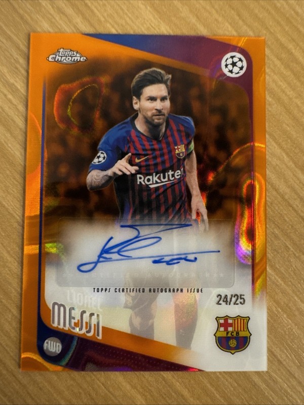 2025-26 Topps Chrome UEFA UCC Lionel Messi Orange Auto #24/25 SSP Barcelona🔥🔥