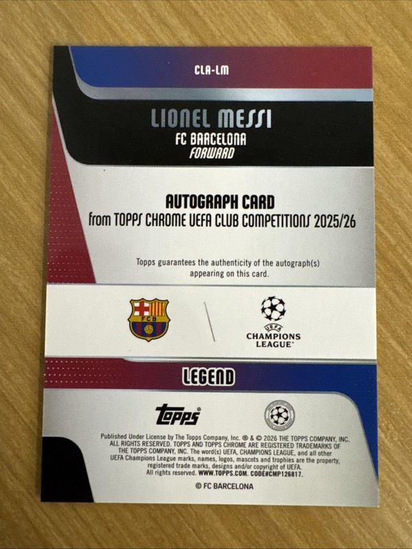 2025-26 Topps Chrome UEFA UCC Lionel Messi Orange Auto #24/25 SSP Barcelona🔥🔥 view 2