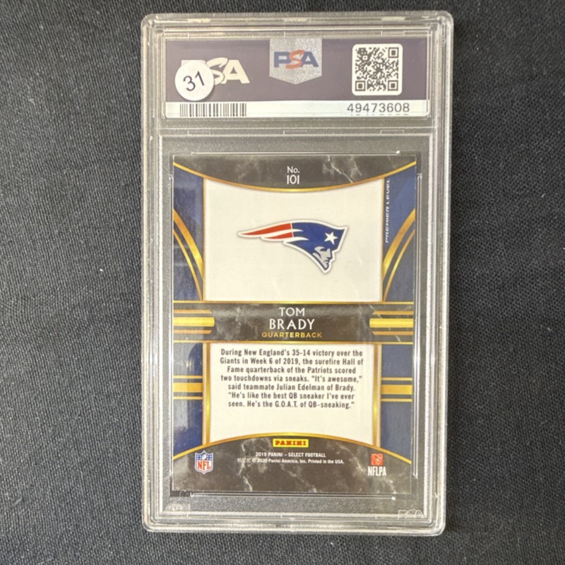 Panini 2019 Select Premier Level Tom Brady Patriots #101 PSA 9 Graded view 2