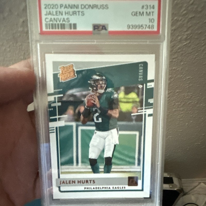 2020 Panini Donruss Rated Rookie Jalen Hurts Eagles #314 Canvas PSA 10