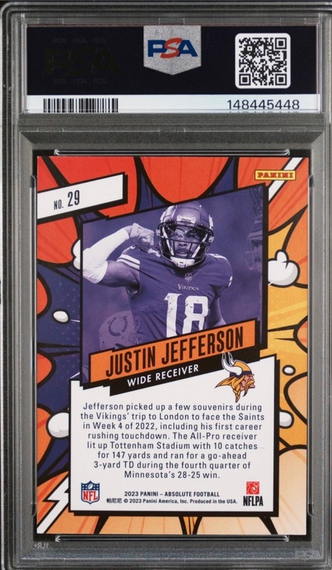2023 Panini Absolute Justin Jefferson Explosive #29 PSA 9 view 2