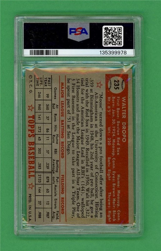 1952 Topps #235 Walt Dropo ** STRONG ** CENTERED ** PSA Good 2 ** Boston Red Sox view 2