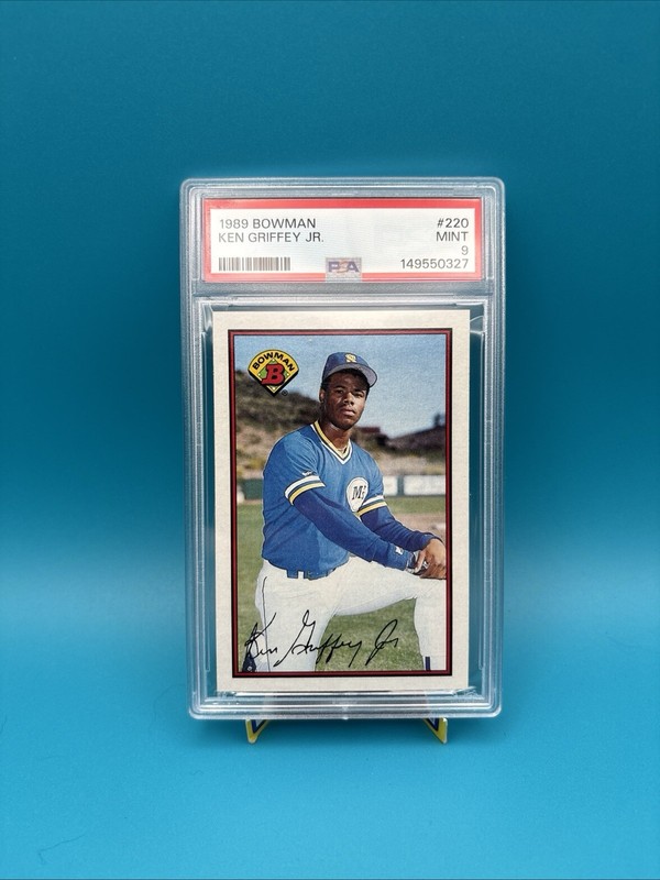 PSA 9 MINT 1989 BOWMAN #220 KEN GRIFFEY JR ROOKIE RC CARD view 1