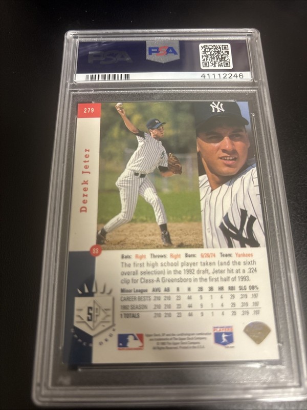 1993 SP DEREK JETER RC #279 Foil Rookie HOF New York Yankees PSA 7 view 2