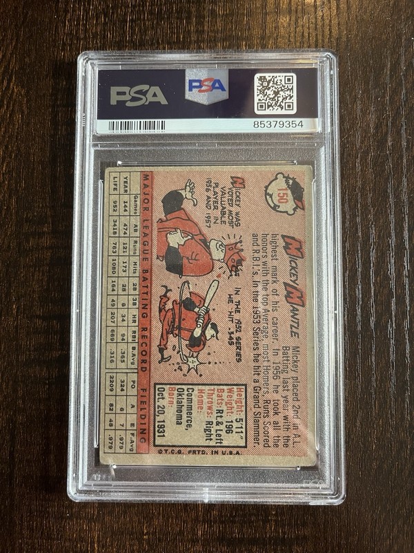 Nice Centering - 1958 topps mickey mantle 150 PSA 2 view 2