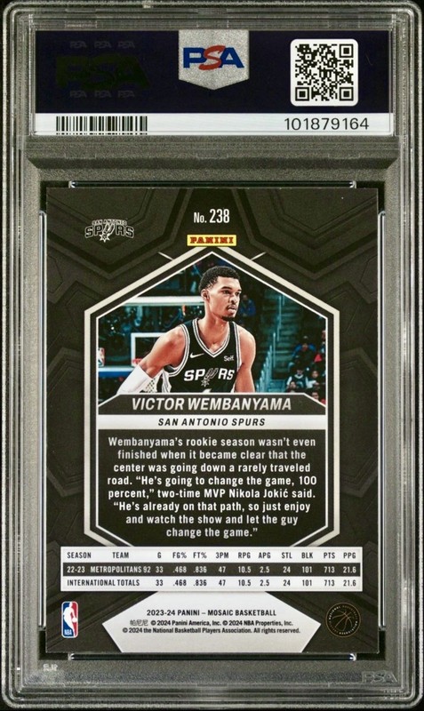 PSA 10 🏀 VICTOR WEMBANYAMA 2023 MOSAIC #238 👽 ROOKIE CARD 🏀 👽OWN HISTORY view 2
