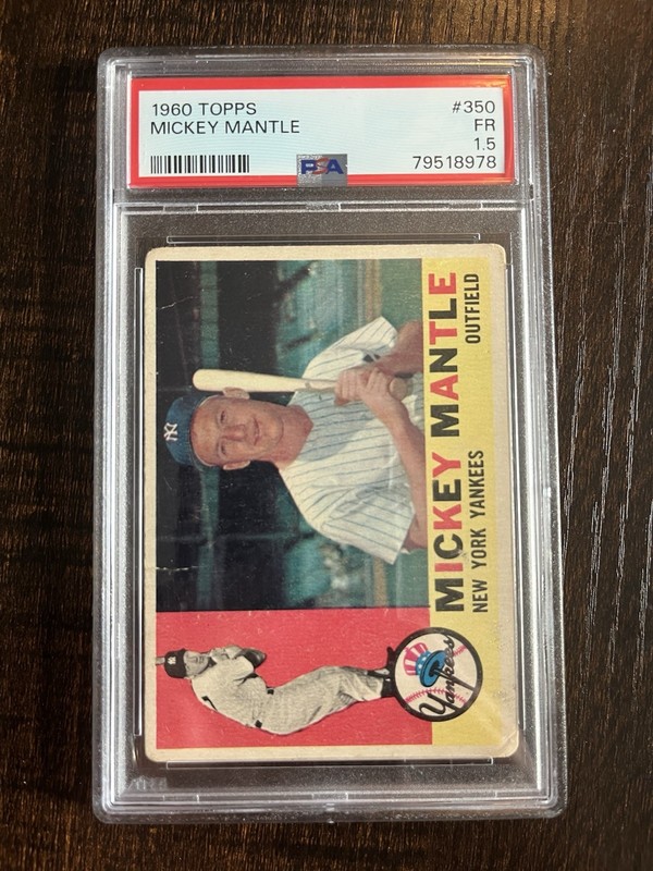 Nicely Centered - 1960 topps mickey mantle 350 PSA 1.5