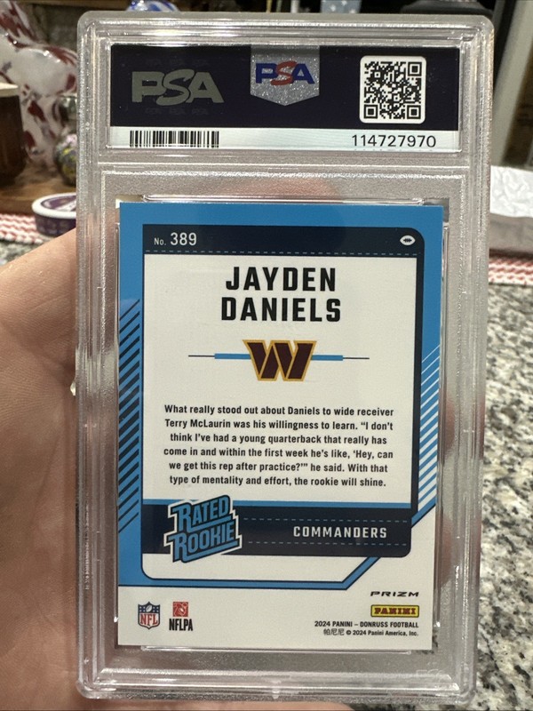 2024 Panini Donruss Optic Jayden Daniels Optic Preview Pink PSA 10 view 2