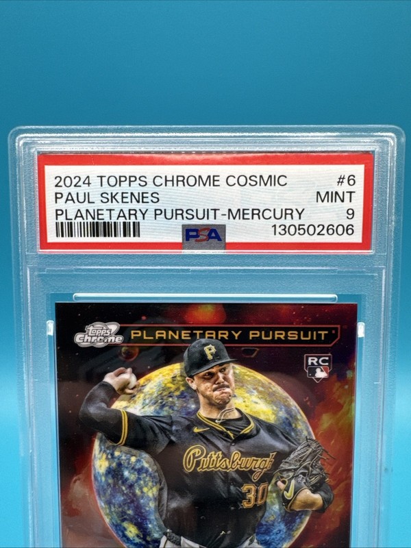 2024 Topps Chrome Cosmic Paul Skenes Mercury PSA 9 view 2