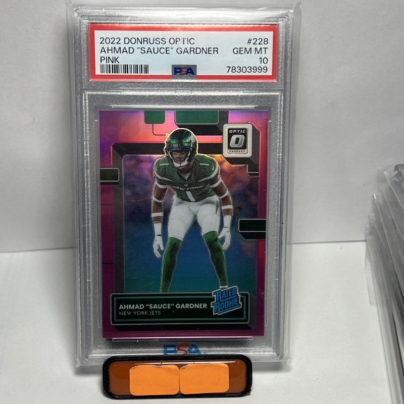 2022 Donruss Optic Ahmad Sauce Gardner Pink Prizm Rookie PSA 10